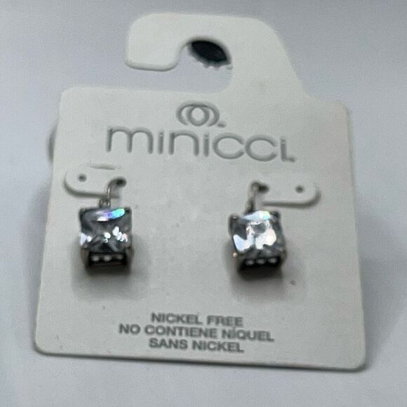 Minicci Silver Princess Cut Crystal Dangle Earrings Earrings $16ea / 3 for $25 - Picture 4 of 6